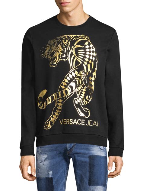 versace jeans embroidered tiger sweatshirt|BNWT VERSACE JEANS SWEATSHIRT GREY & BLACK .